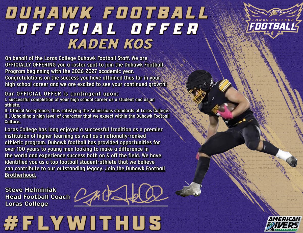 I would like to announce I have received my second offer from Loras college!