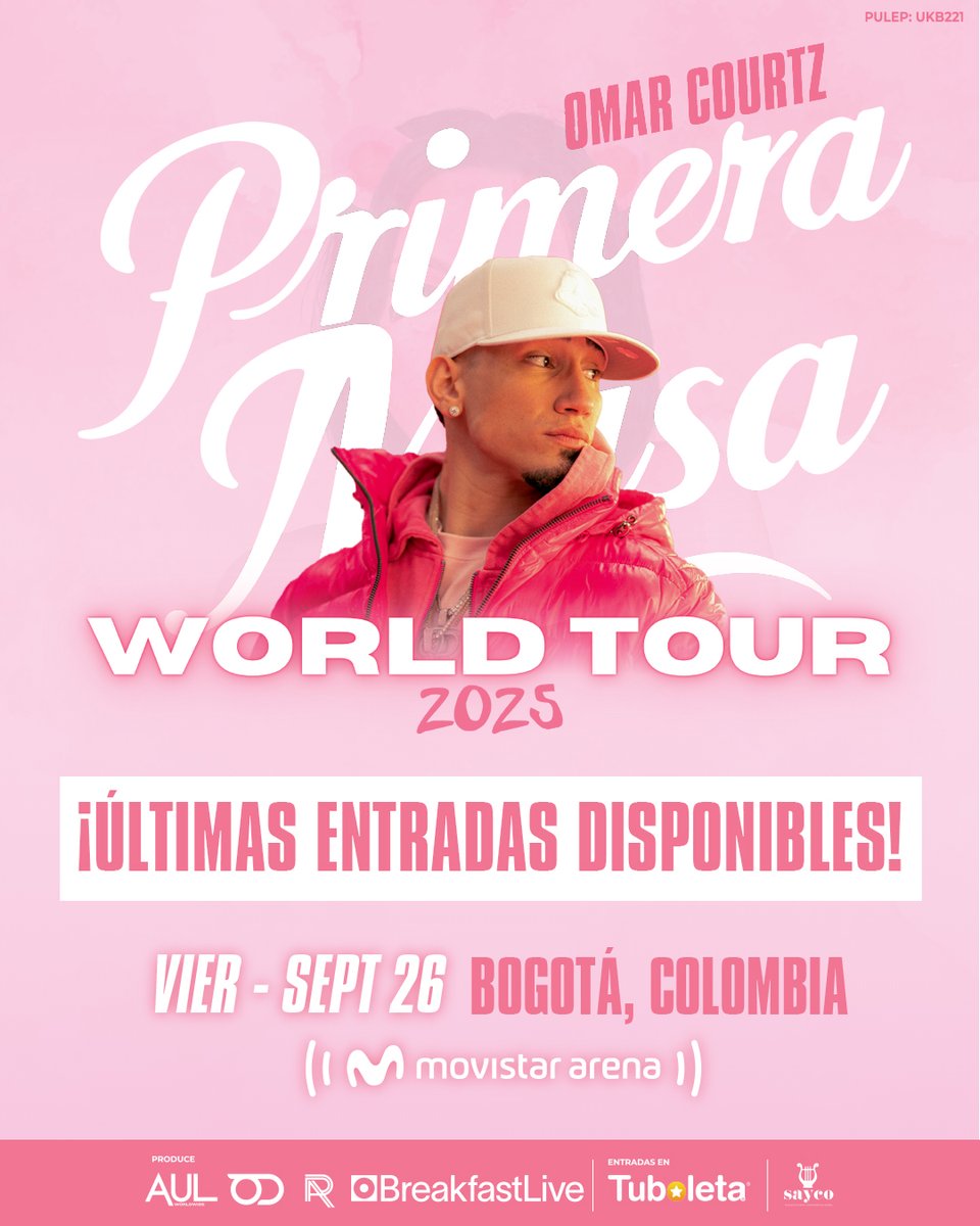 Empieza a agotarse ‼️ Suena en la calle, suena en todas partes pero en vivo, se siente en la piel. 💖 Omar Courtz viene con todo su flow, sus hits y su energía a romper Bogotá.

🎫Entradas en Tuboleta.com