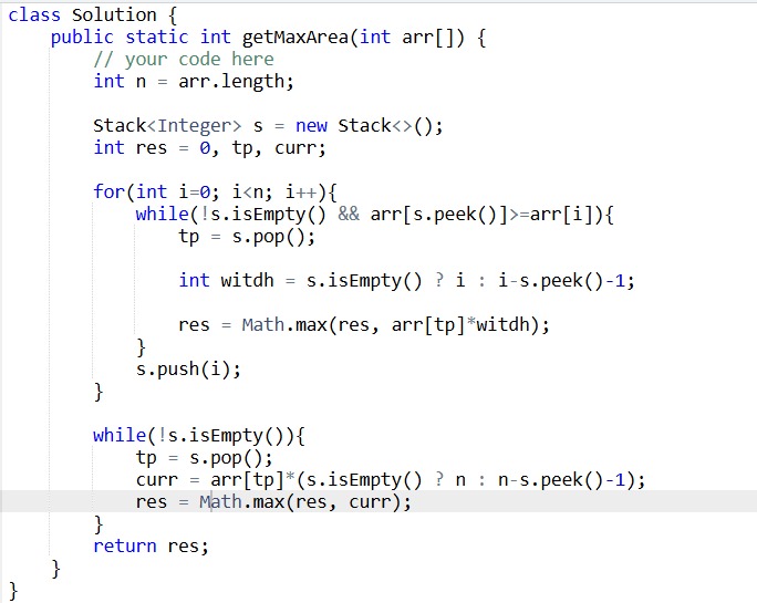 _aditya149_'s tweet photo. Day 103 of #gfg160 days of problem solving by @geeksforgeeks

Today's problem: Histogram max rectangle area 

Time complexity: O(n)
Space complexity: O(n)

#geekstreak2025 #geeksforgeeks #gfg #coding #codinglife #potd #dsa #java https://t.co/HA0t5eh6BN
