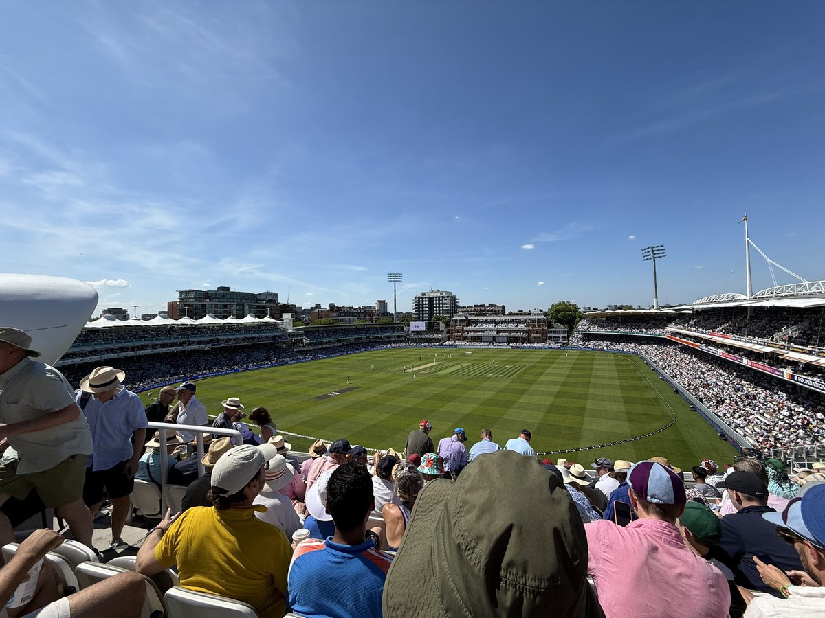 Fiveankles's tweet image. Was at Lords today. Mainly to check out the football warm ups. England playing 2-1-1 formation with Bashir in goal. Then Stokes bazballed it into 3-1-1 with rush goalie. Impressive. 
There was also some cricket played.