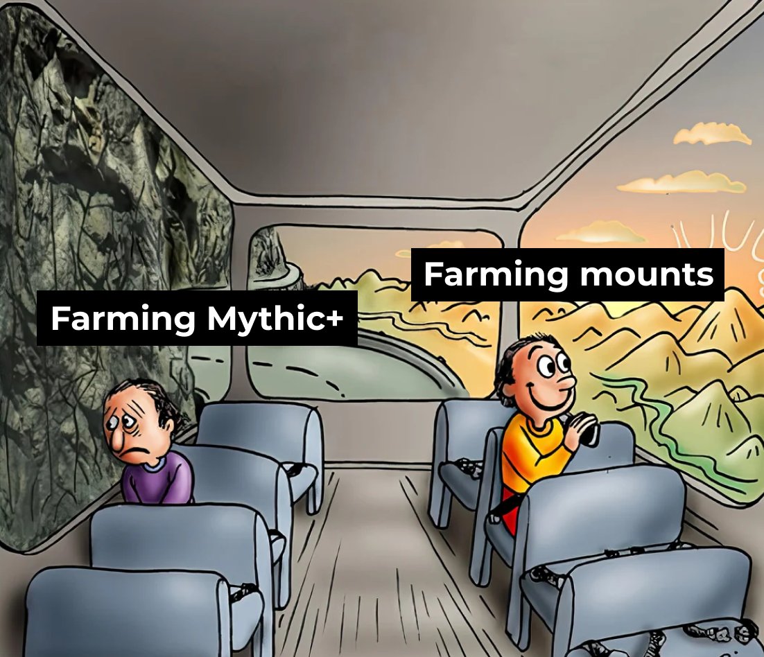Method's tweet image. Farming Mythic+ vs Mounts
