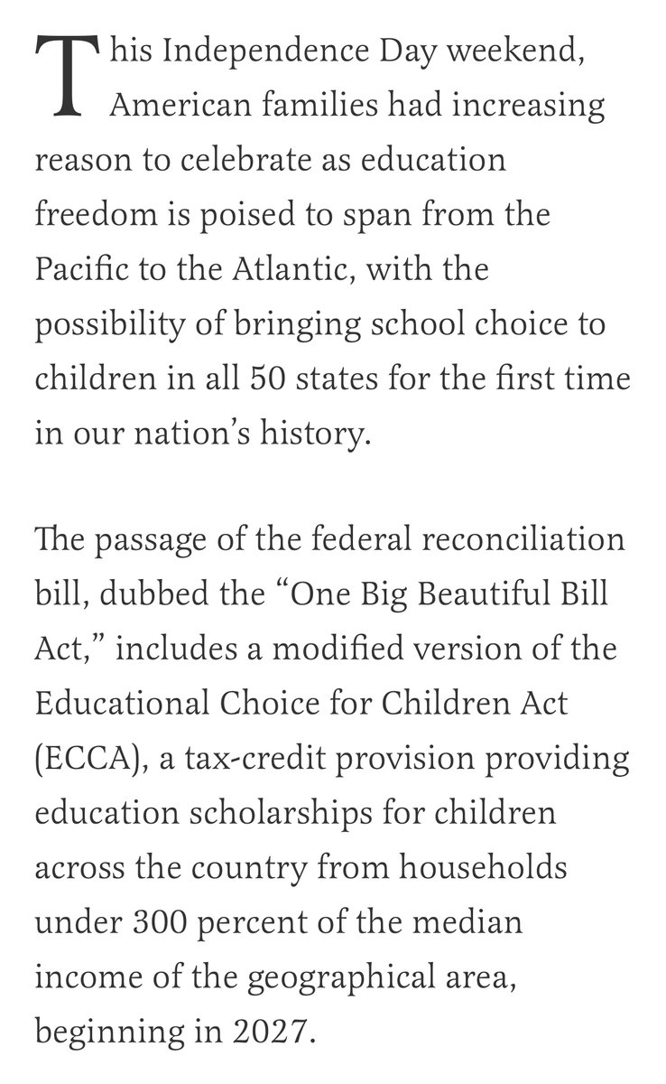 “Education freedom is no longer just an idea — it’s becoming a life-changing reality for millions of children across America, thanks to numerous historic legislative victories.”

Read more: thefederalist.com/2025/07/09/how…