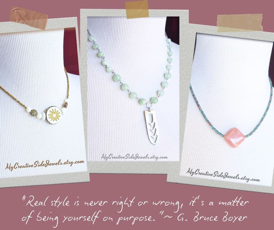 50+ necklace styles to choose from.  Visit today! mycreativesidejewels.etsy.com 

#necklaces #jewelry #etsynecklaces #etsyjewelry #handmadejewelry #summerfashion #summerstyle #beadednecklace #uniquejewelry #etsyfinds #shopsmall #mompreneur #treatyourself