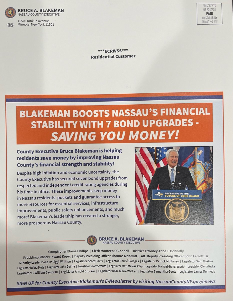 KoslowForNassau's tweet image. Nassau County: Blakeman's wasting your tax dollars on self-promotion, not results. Taxes are up 12%, crime is up, and women's healthcare is at risk. We need change and accountability!
This November, I will defeat Bruce Blakeman. #fireblakeman