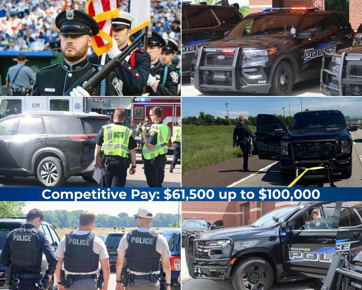 shawneeKSpolice's tweet image. Join Our Team: Now Hiring Police Officers!
We offer competitive pay, excellent benefits, and paid training. Lateral and certified officers may receive up to five years of service credit. The salary range starts at $61,500 and goes up to $100,000. Additionally, certified officers…