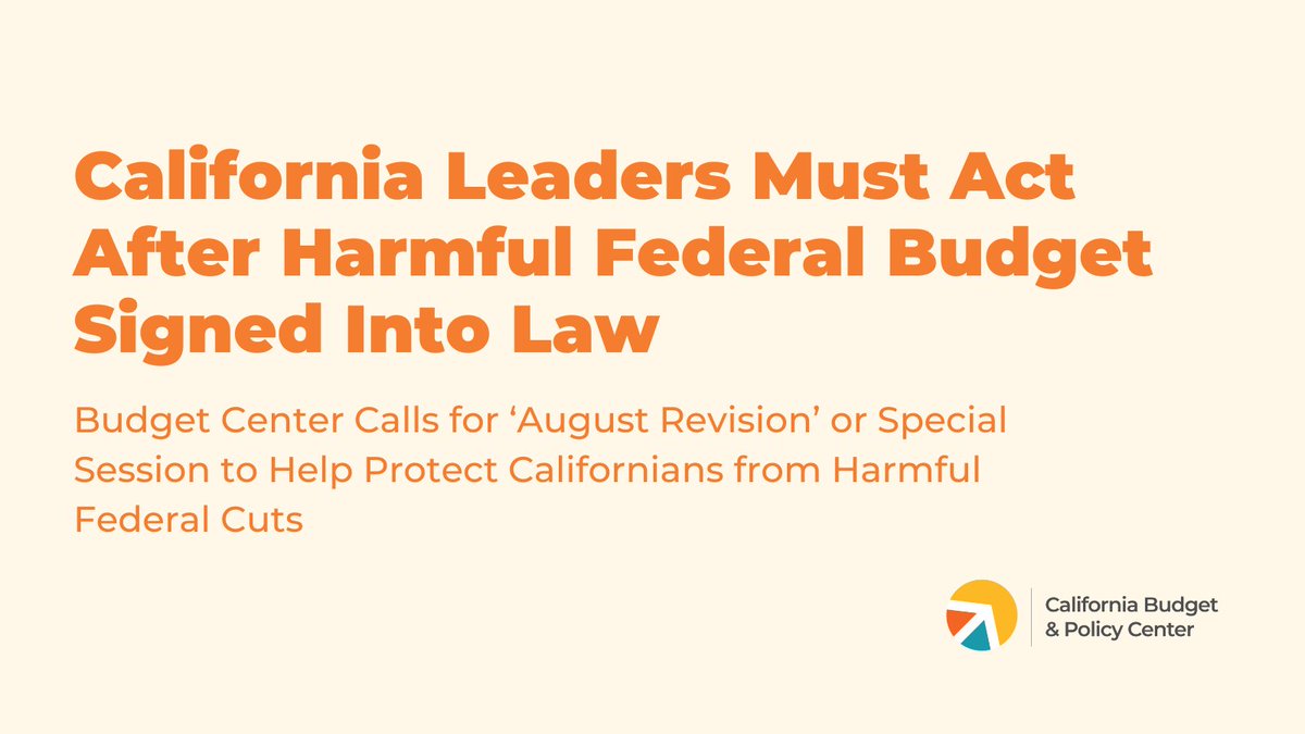 "President Trump’s nearly 1,000-page reconciliation bill strips away health care, food assistance, and other basic supports from millions of Americans, including Californians across every congressional district in the state."

⚡ Read our full statement: calbudgetcenter.org/news/budget-ce…