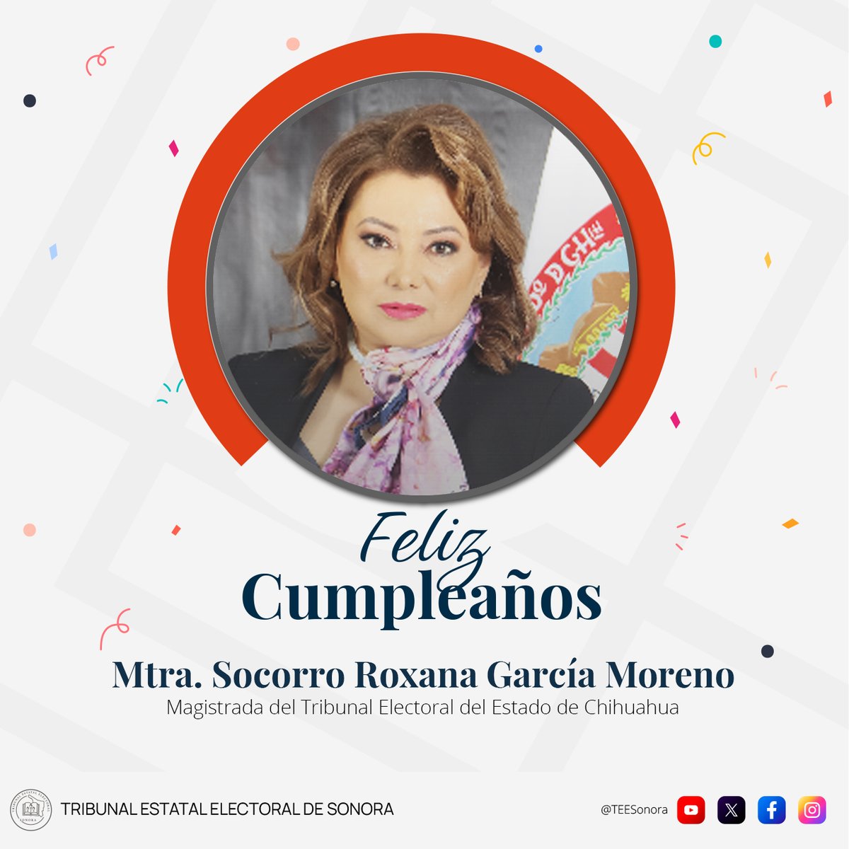 Tribunal Estatal Electoral de Sonora (@tee_sonora) on Twitter photo 🎉 ¡Feliz cumpleaños, Mtra. Socorro Roxana García Moreno, Magistrada del Tribunal Electoral del Estado de Chihuahua! <a href="/Roxgamo/">Roxana Garcia Moreno</a> <a href="/TEE_Chihuahua/">TEEChihuahua</a>
Le deseamos un excelente día lleno de alegría y éxito. Que este nuevo año esté lleno de grandes logros y satisfacciones. ¡Muchas 🎉 ¡Feliz cumpleaños, Mtra. Socorro Roxana García Moreno, Magistrada del Tribunal Electoral del Estado de Chihuahua! <a href="/Roxgamo/">Roxana Garcia Moreno</a> <a href="/TEE_Chihuahua/">TEEChihuahua</a>
Le deseamos un excelente día lleno de alegría y éxito. Que este nuevo año esté lleno de grandes logros y satisfacciones. ¡Muchas