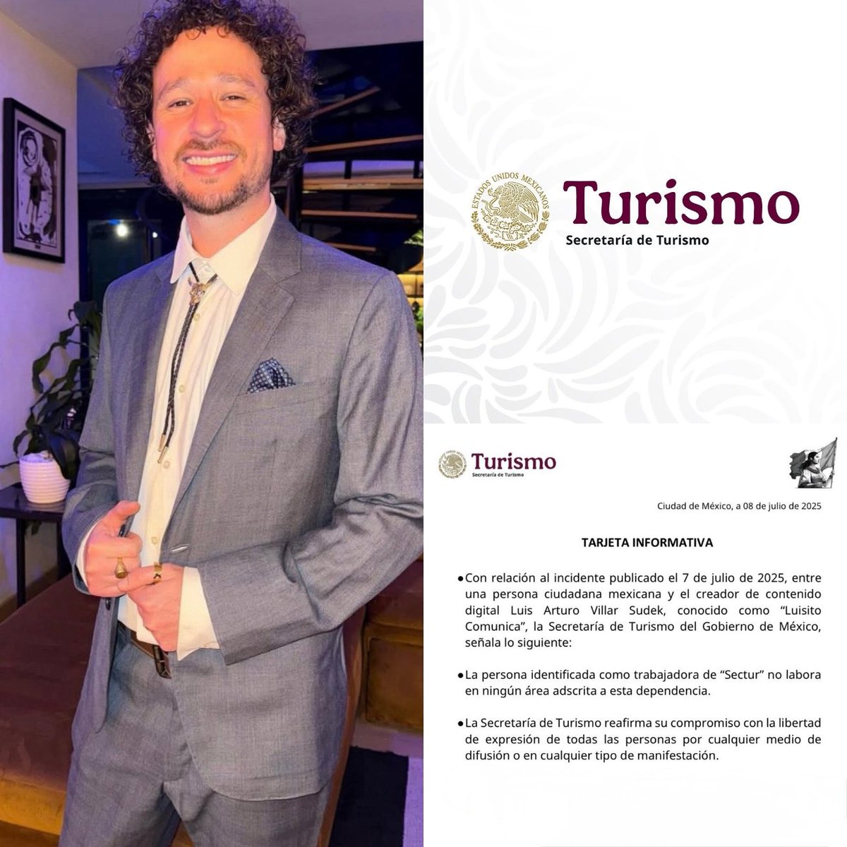 Hace días una terrorista de <a href="/PartidoMorenaMx/">Morena</a> con gafete de <a href="/SECTUR_mx/">SECTUR México</a>, increpo a Luisito Comunica por la #Gentrificacion 

La institución, se deslinda y dice no trabaja ahí

El gafete de donde salio? Eso se llama ser aviadora, por ir a agredir olvido quitárselo la terrorista