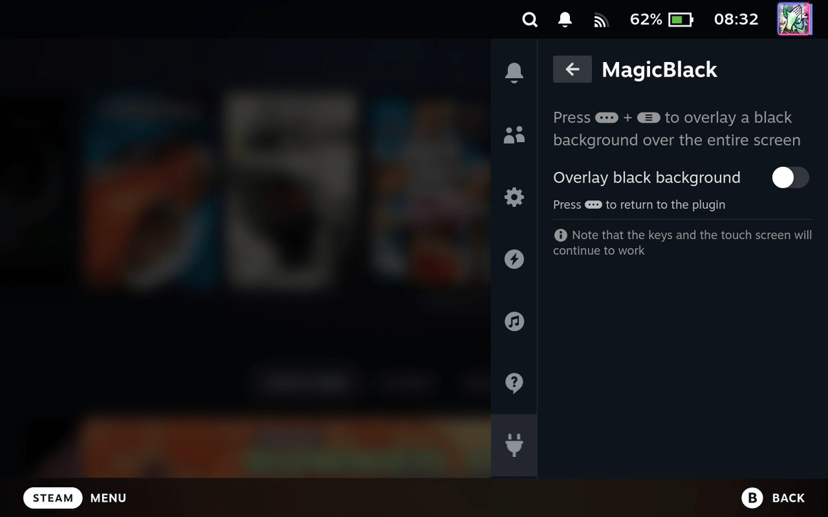 steam3d's tweet photo. I’ve updated MagicBlack: the shortcut has been reassigned to «•••» + «≡» to prevent conflicts with new SteamOS shortcuts. The update is already available in the Decky Store. https://t.co/aCCwf7F1Ro