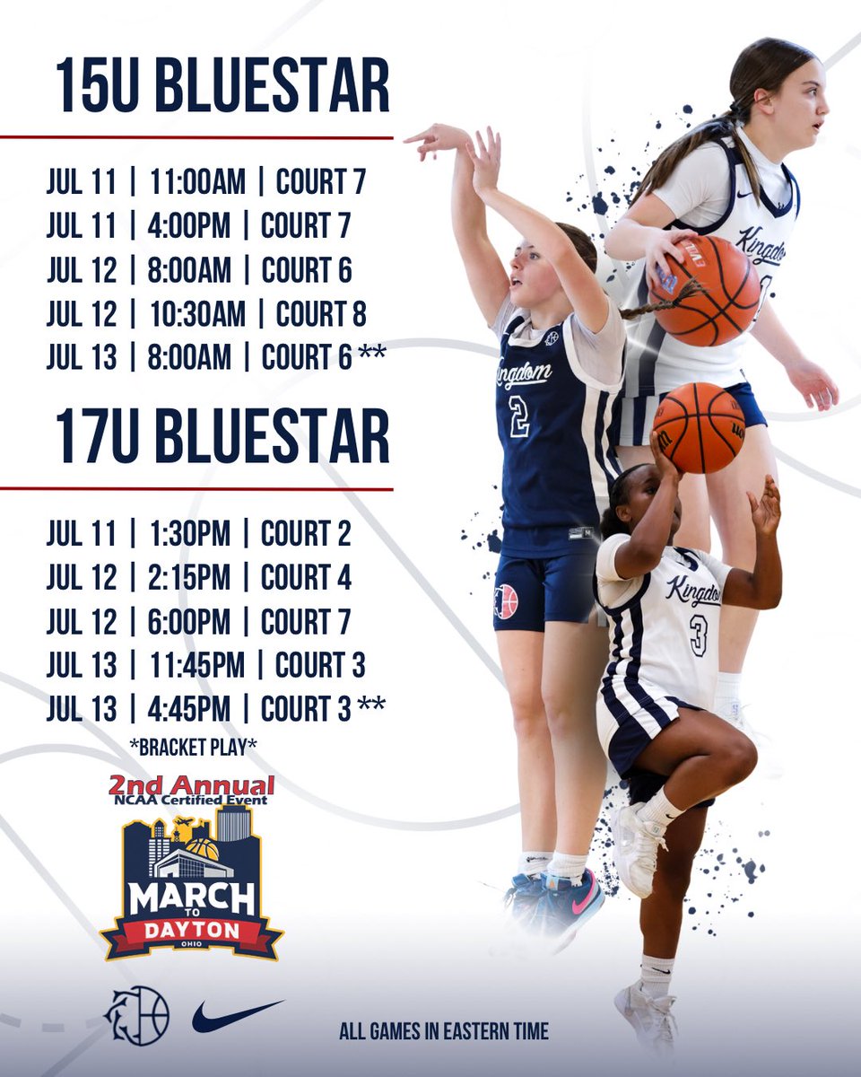 March To Dayton || Dayton, OH

Our 15U &amp; 17U squads are looking to show out this weekend in Ohio💯

#kingdomhoopsfamily #bluestarbasketball
