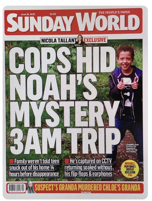 #JusticeForNoahDonohoe
"[Noah] left his clothes on my friends wall. He folded them neatly and climbed into the park. Poor child."
This doesn't square with last CCTV shown to Fiona of Noah naked running exhausted looking back scared.

Over 5 yrs gone and not one word of truth yet.