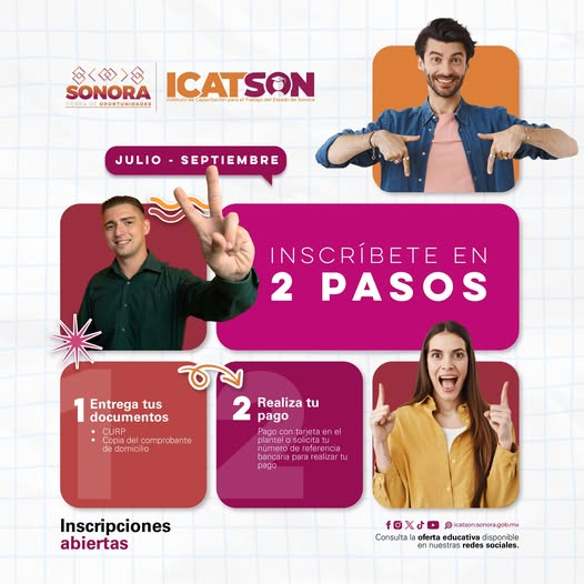 ¡Pronto construiremos futuros de la mano de la excelencia! Sonora se capacita en Icatson y es muy fácil ser parte del éxito. Acércate a tu plantel Icatson más cercano. #TierraDeOPortunidades