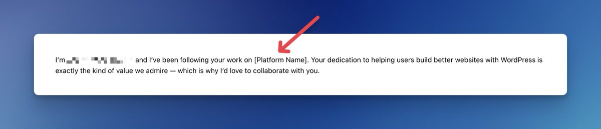 WPTutz's tweet image. ***PSA***
If you're going to email people or companies for collaboration, at least take a few moments to fill out those generic placeholders. ;)
