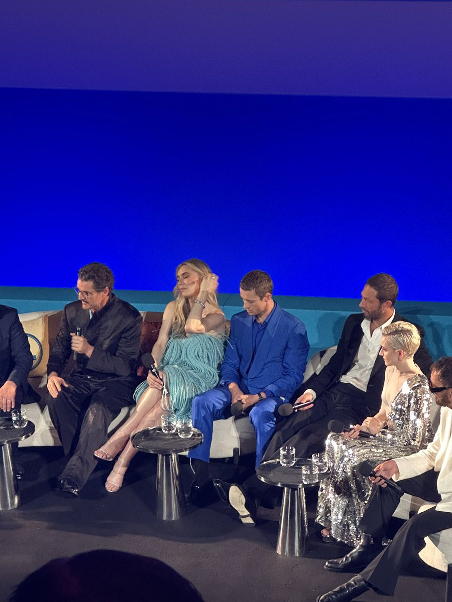 The cast of #FantasticFour Pedro Pascal, Joseph Quinn, Vanessa Kirby &amp; Ebon Moss-Bachrach take to the stage in London