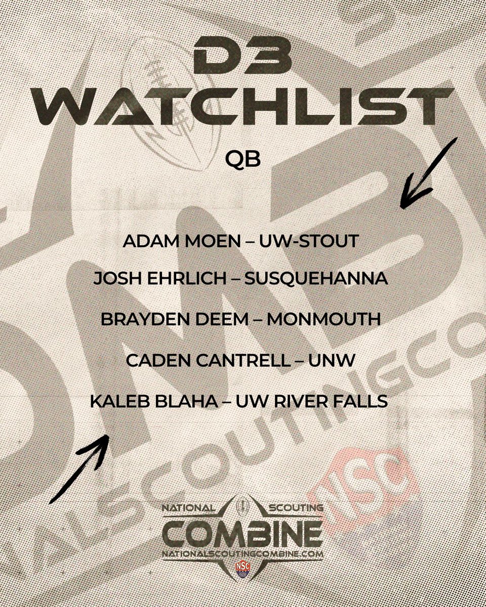 National Scouting Combine (@nscombine) on Twitter photo D3 Watchlist Week 5 ‼️
We are digging this, are you?
<a href="/AdamMoen3/">Adam Moen</a>
<a href="/joshehrlich_/">Josh Ehrlich</a>
<a href="/Brayden85183598/">Brayden Deem</a>
<a href="/CadenCantrell10/">Caden Cantrell</a>
<a href="/KalebBlaha7/">Kaleb Blaha</a>
Register for our event now! 🏝️💥
January 5th-8th 2026 | Naples, FL
@pcscnaples | @greatwolflodge
nationalscoutingcombine.com/2026nsc/
#NSCombine #Showcase D3 Watchlist Week 5 ‼️
We are digging this, are you?
<a href="/AdamMoen3/">Adam Moen</a>
<a href="/joshehrlich_/">Josh Ehrlich</a>
<a href="/Brayden85183598/">Brayden Deem</a>
<a href="/CadenCantrell10/">Caden Cantrell</a>
<a href="/KalebBlaha7/">Kaleb Blaha</a>
Register for our event now! 🏝️💥
January 5th-8th 2026 | Naples, FL
@pcscnaples | @greatwolflodge
nationalscoutingcombine.com/2026nsc/
#NSCombine #Showcase