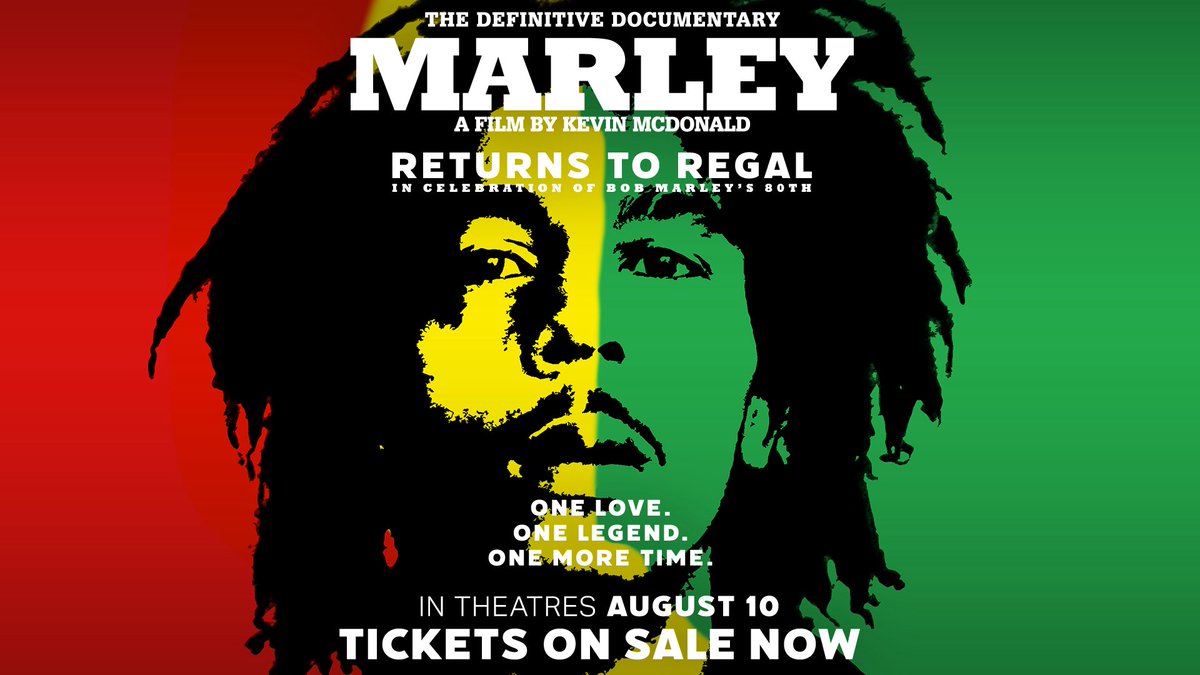 bobmarley's tweet image. One month out ! 🚨🎞️ MARLEY returns to @RegalMovies theaters across the U.S.A. starting August 10th in celebration of Bob’s 80th!
Tickets available TODAY at bmarley.lnk.to/marleydoc_regal