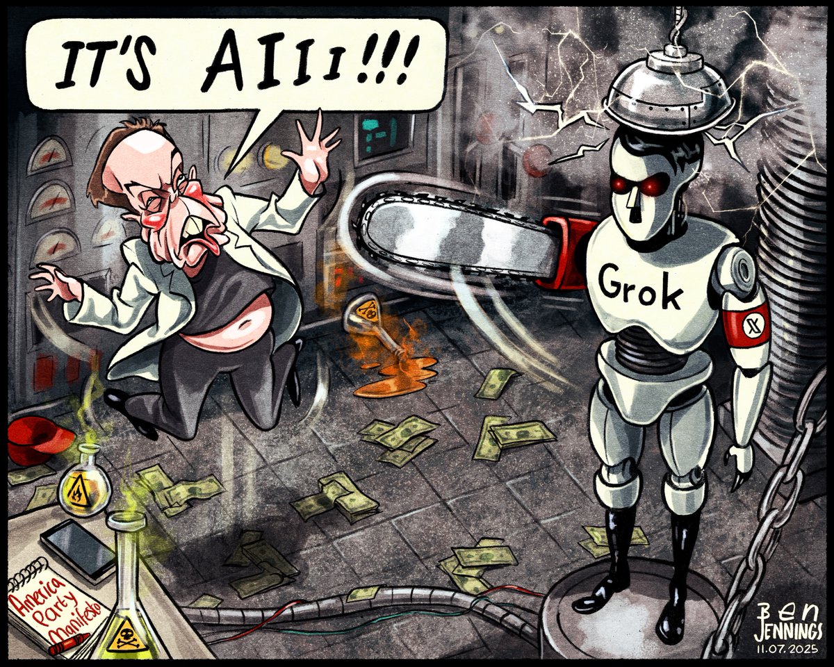 BJennings90's tweet image. Latest @guardian cartoon
#ElonMusk #Ai #Grok #X
theguardian.com/commentisfree/…