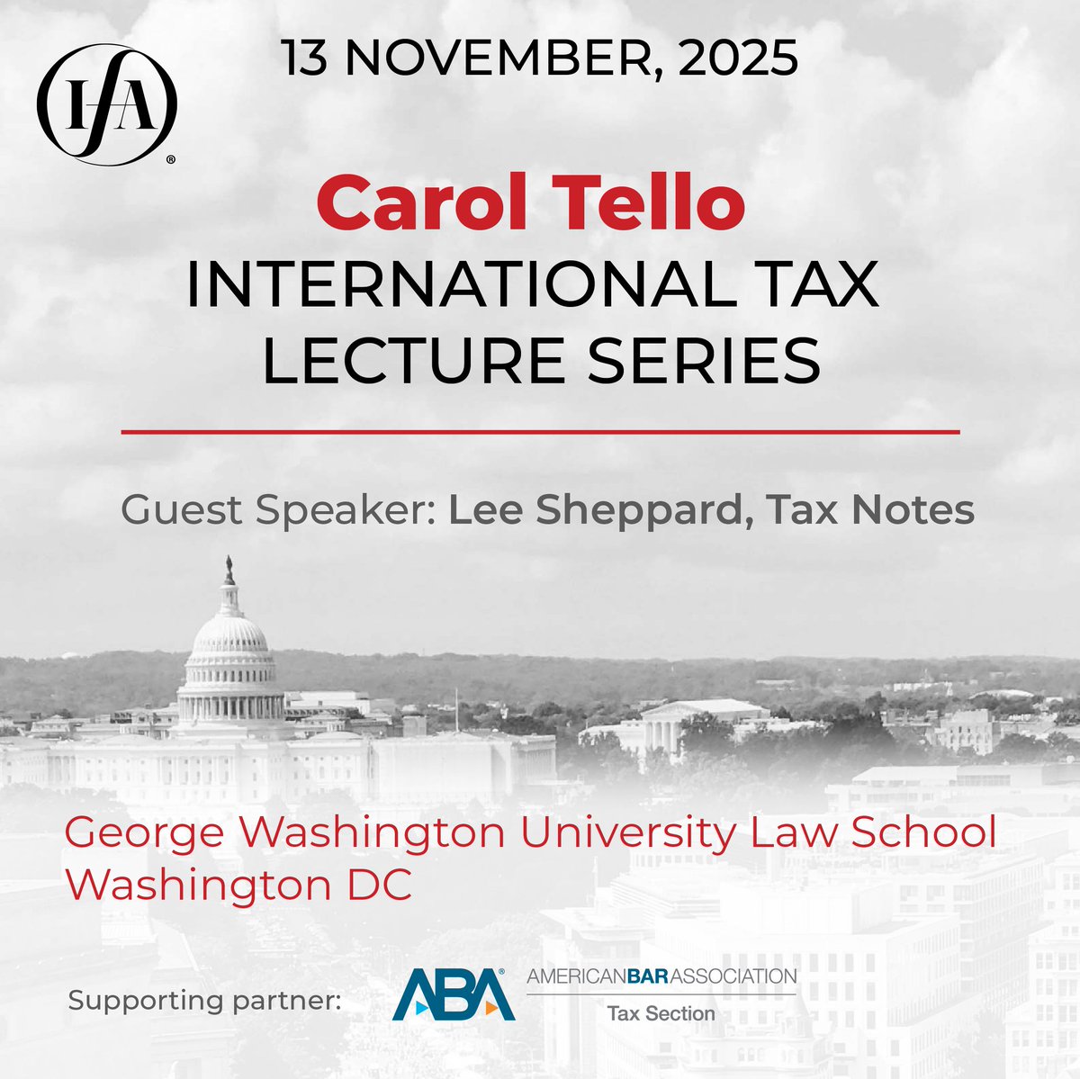 ABATAXSECTION's tweet photo. We’re proud to support the Carol Tello Annual International Tax Lecture Series!  Join online or in-person this November for an insightful session with Lee Sheppard from @TaxNotes. Registration is complimentary.

Register: https://t.co/rYfsIobpNP

#TaxLecture #InternationalTax https://t.co/i3eIWeE7If