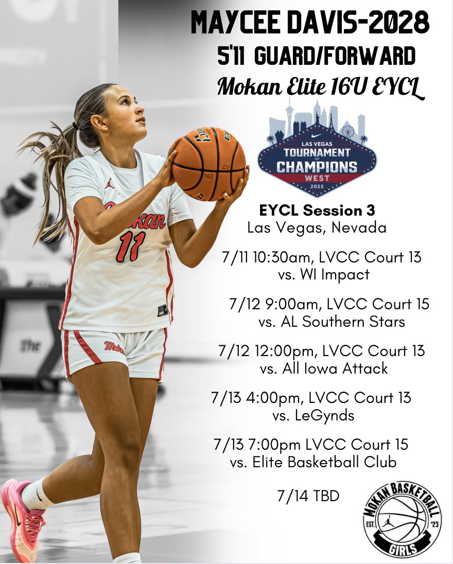 Maycee Davis (@mayda2028) on Twitter photo So exited to head to Vegas with my team for Session 3! Come check us out! <a href="/MokanBasketball/">MOKAN Basketball</a> <a href="/Dylan_Evans85/">Dylan Evans</a> <a href="/Coach_dpaul/">Dwayne Paul</a> <a href="/AndyKelley47/">Andy Kelley</a> So exited to head to Vegas with my team for Session 3! Come check us out! <a href="/MokanBasketball/">MOKAN Basketball</a> <a href="/Dylan_Evans85/">Dylan Evans</a> <a href="/Coach_dpaul/">Dwayne Paul</a> <a href="/AndyKelley47/">Andy Kelley</a>