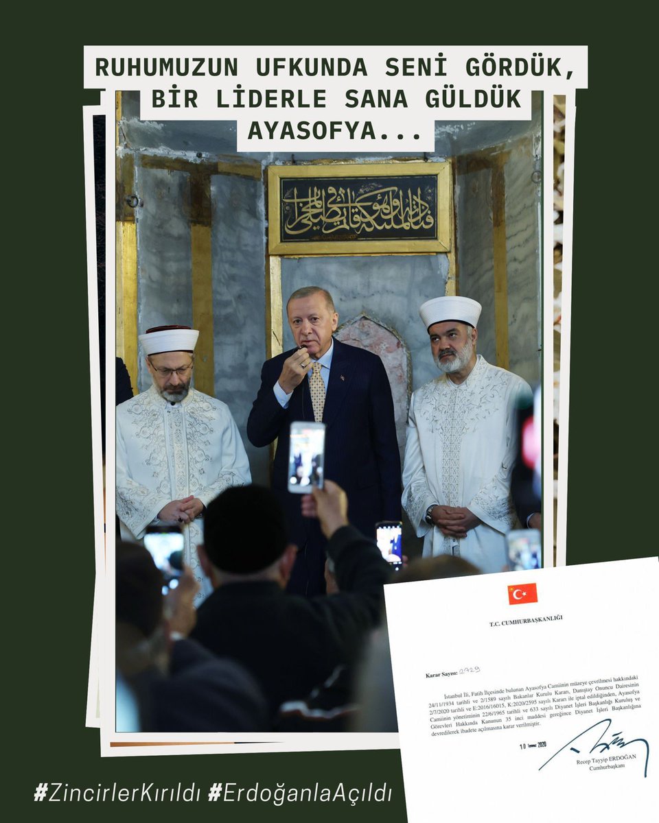 Ayasofya; Fatihin emaneti, fethin işareti, aşkın ta kendisi...
.
.
.
#ZincirlerKırıldı
#ErdoğanlaAçıldı