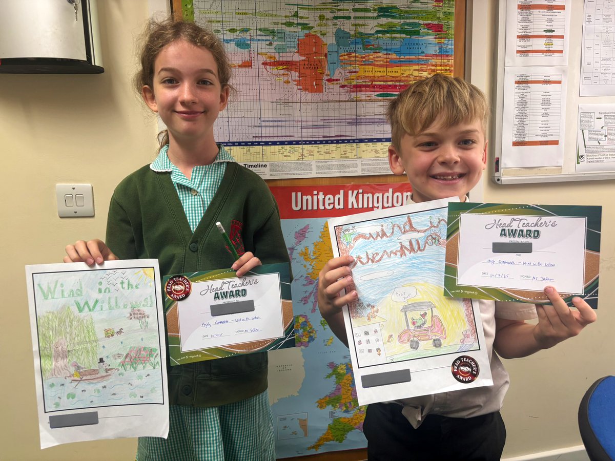 Headteacher Awards for our Wind in the Willows programme design runners up.