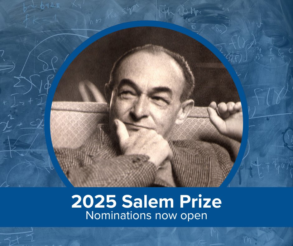 the_IAS's tweet image. 🏆 Nominations are open for the 2025 Salem Prize! Honoring Raphaël Salem, after whom Salem numbers are also named, the annual prize is awarded to a young mathematician who has completed outstanding work on harmonic analysis and related topics. Read more: ias.edu/math/activitie…