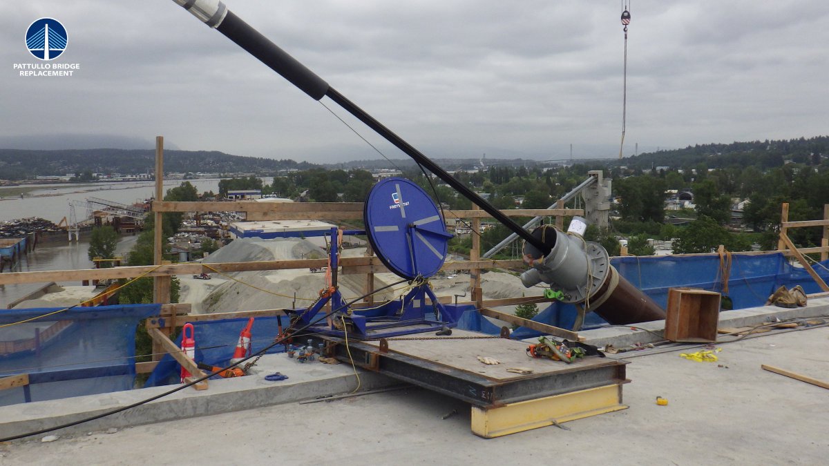 Here’s a close-up look at stay cable installation!

Stay cables are strong cables that connect to the bridge tower and bridge deck to support the structure. They are made up of metal strands pulled through weather-resistant tubing and anchored into place.