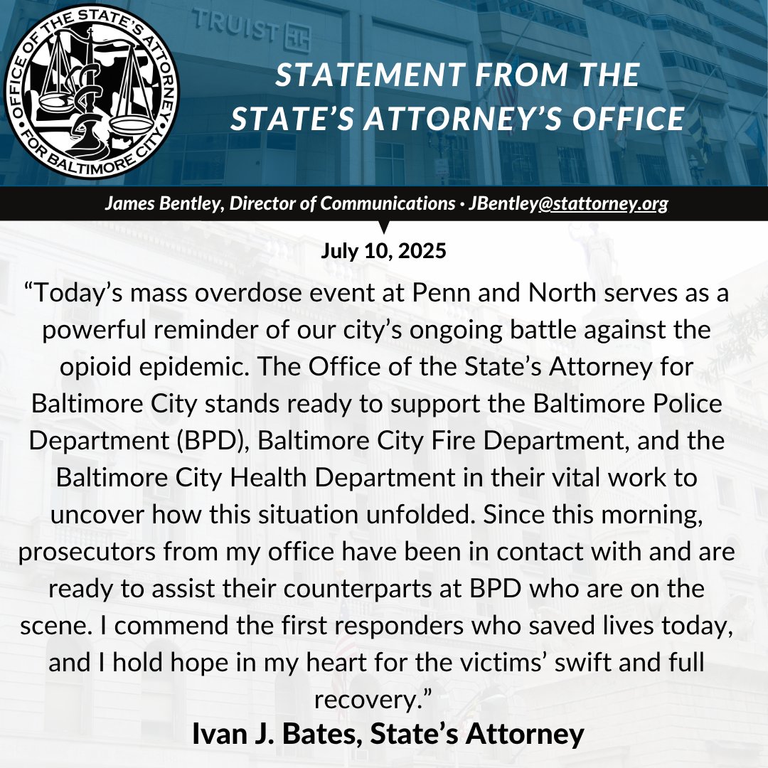 State's Attorney Issues Statement on Mass Overdose Incident