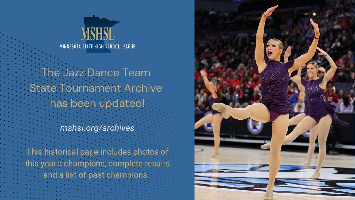 MSHSL's tweet image. Missing the excitement of the Jazz Dance Team State Tournament? Check out the 2025 Archive page: mshsl.org/archives
Congratulations again to Lac qui Parle Valley/Dawson-Boyd, Benilde-St. Margaret’s and Eastview!
@bsmredknights
@EVHSAthletics