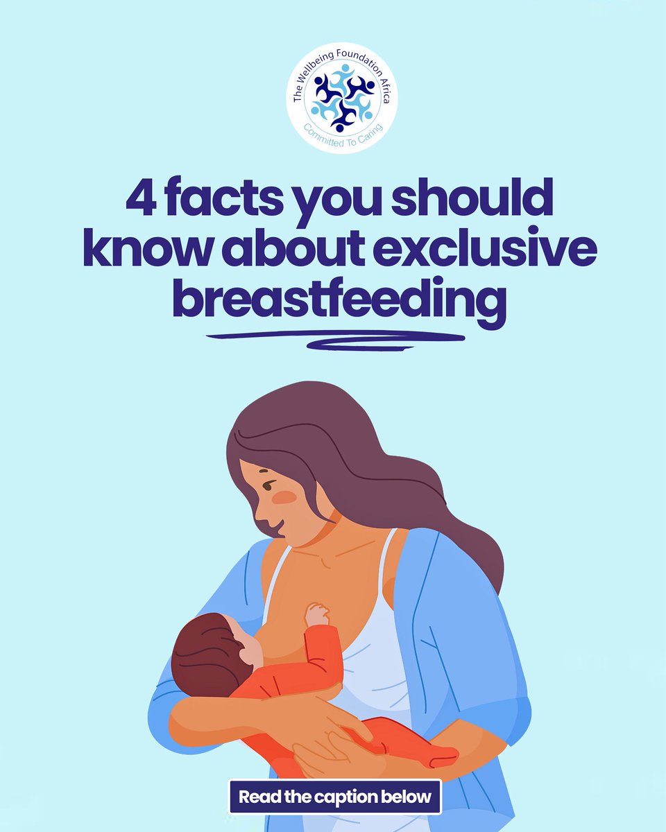 wellbeingafrica's tweet photo. Did you know that exclusive breastfeeding is a powerful lifeline especially for preterm and vulnerable newborns?

Through our #NICUPlus program, we continue to educate mothers on the incredible benefits of exclusive breastfeeding, particularly in Neonatal Intensive Care Units:

Here are 4 facts you should know about exclusive breast feeding:

1. Nature’s Perfect First Vaccine: Colostrum, the first milk, is rich in antibodies that protect newborns from infections, especially in their earliest, most fragile days.
2. Supports Brain Development: Breast milk contains essential fatty acids and nutrients that help build a baby’s brain which critical for preterm infants developing.

3. Strengthens Bonding: Skin-to-skin and breastfeeding enhance emotional bonding, helping mothers connect deeply with their newborns even inside an incubator.

4. Reduces Hospital Stay: Exclusively breastfed preterm babies are less likely to experience complications, allowing for quicker recovery and shorter NICU admissions.

#ThriveThursday #WBFA #ExclusiveBreastfeeding