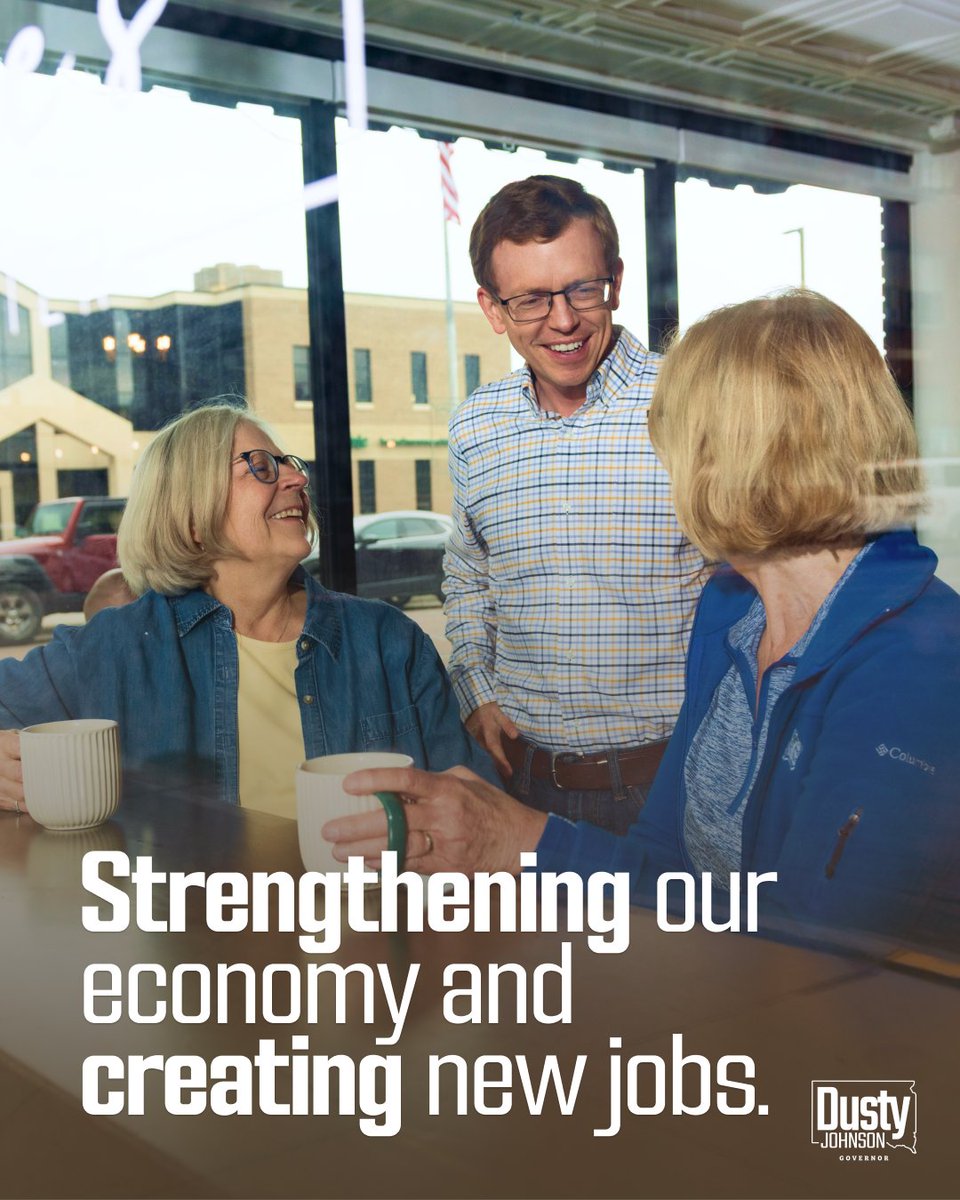 A STRONG economy = A STRONG South Dakota. 💪

As Governor, I’ll cut red tape, support small businesses, and bring good-paying jobs back home—creating opportunity from the farm to the factory floor.

Let’s build a stronger South Dakota, together. 🇺🇸