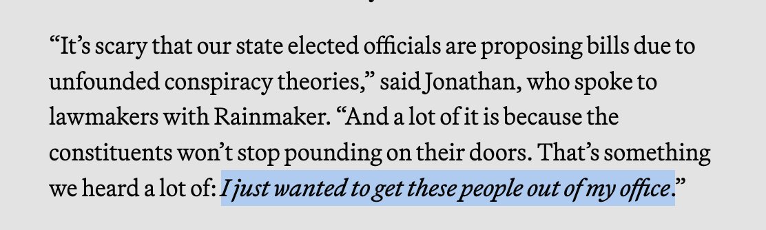 In response to backlash from a vocal cohort online wary of “chemtrails,” 31 states introduced bans against cloud seeding (which is not the same thing) and other forms of weather modification in the last year.

Said Jonathan Jennings, the meteorologist for Utah’s Division of Water