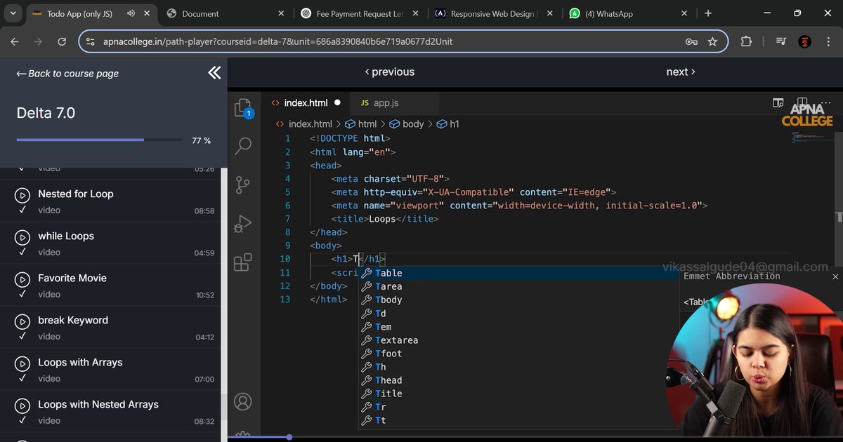 VIKAS (@vikas796088) on Twitter photo Day 15-16 of #100DaysOfCode
Javascript day 3-4
1.completed methods of string and array
2. conditional statements
<a href="/ShradhaKhapra_/">Shradha Khapra</a>
<a href="/ApnacollegeX/">Apna College</a>
#WebDev Day 15-16 of #100DaysOfCode
Javascript day 3-4
1.completed methods of string and array
2. conditional statements
<a href="/ShradhaKhapra_/">Shradha Khapra</a>
<a href="/ApnacollegeX/">Apna College</a>
#WebDev