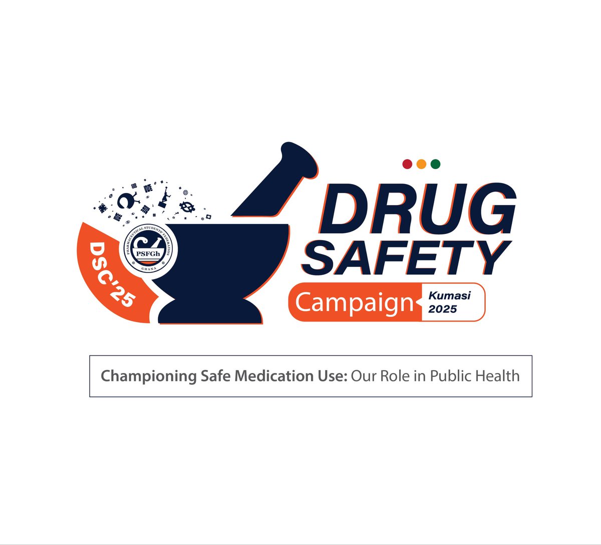 📢 OFFICIAL LOGO UNVEILING : DSC’25 📢

Proud to unveil the official logo for the Drug Safety Campaign 2025 – Kumasi 🎉

Massive shoutout to Desmond Pae Adu-Broni, a brilliant PharmD student, for this exceptional design! Your creativity and effort behind this speaks volumes, and