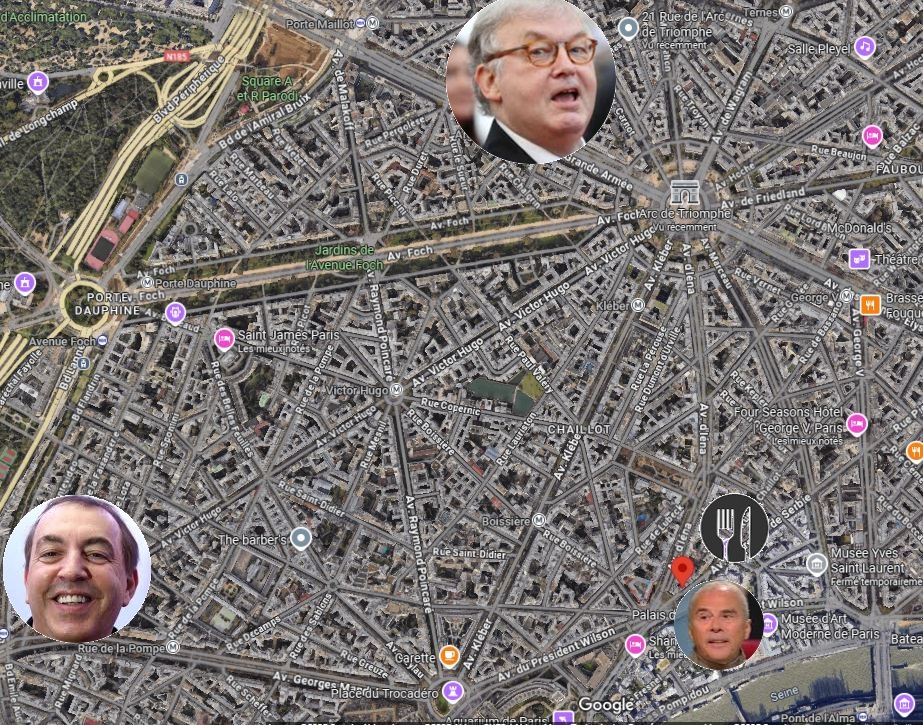 ➡ Dominique Besnehard
📍  Adresse 21 rue de l’Arc de Triomphe 75015 Paris 

➡ Patrick Goavec
📍  Adresse 3 Avenue Pierre 1er de Serbie 75116 Paris

➡ Jean Marc Morandini
📍  Adresse 76 rue de la Pompe 75016 Paris 

➡ Leur cantine le Waknine : 
📍  9 Av. Pierre 1er de Serbie,