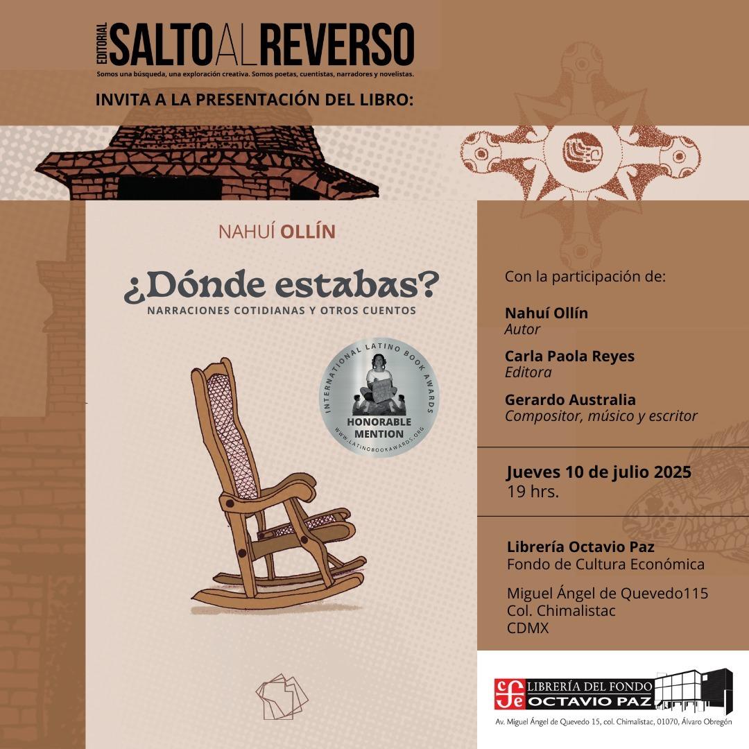 FCEMexico's tweet image. &quot;¿Dónde estabas?&quot; de @nahuiollin4 reúne historias breves que abordan la ausencia, el reencuentro y la memoria retratando las emociones que habitan en lo cotidiano.
No te puedes perder la presentación de esta historia en #LibreríaOctavioPaz a las 19:00 h
#RepúblicaLectora…