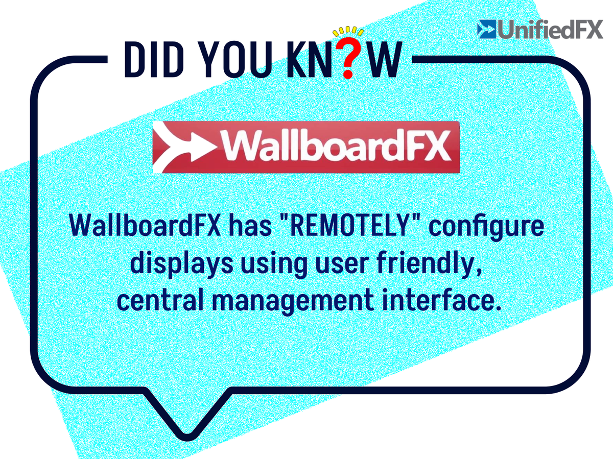 UnifiedFX's tweet photo. Did You Know WallboardFX has "REMOTELY" configure displays using user friendly, central management interface. 

Download WallboardFX : https://t.co/1FPj214rXJ

#UnifiedFX #DidYouKnow #WallbaordFX #CiscoWallboard #UCCX #Cisco https://t.co/Q04304NSlA