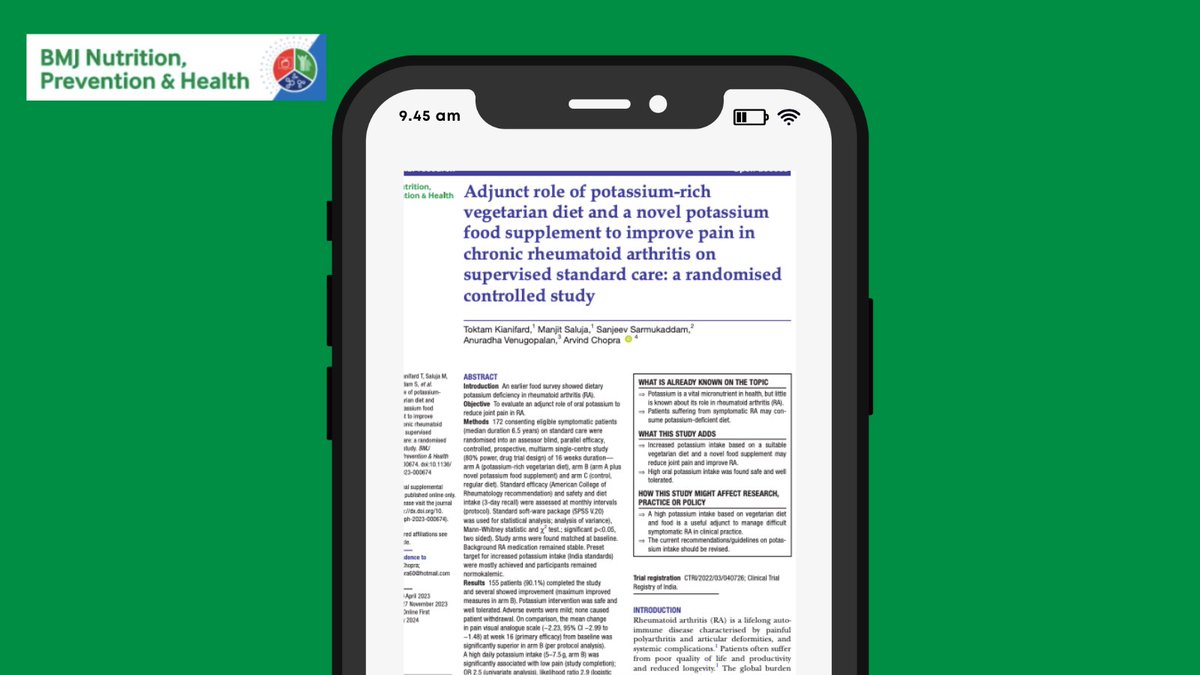 BMJ Nutrition, Prevention & Health (@bmjnutrition) on Twitter photo Did you know? Earlier studies found a deficiency of potassium in the diet can be related to rheumatoid arthritis (RA). Stay informed, eat healthily! ๐๐ฅฆ
Check out the study: bit.ly/3A6X289
<a href="/arvindchopra60/">arvindchopra60@hotmail.com</a>
#HealthFacts #DietAndHealth Did you know? Earlier studies found a deficiency of potassium in the diet can be related to rheumatoid arthritis (RA). Stay informed, eat healthily! ๐๐ฅฆ
Check out the study: bit.ly/3A6X289
<a href="/arvindchopra60/">arvindchopra60@hotmail.com</a>
#HealthFacts #DietAndHealth