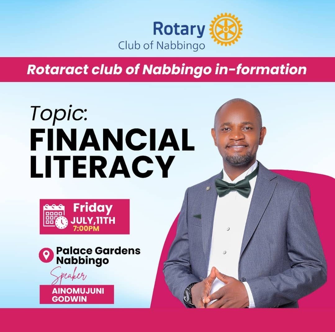 RC Nabbingo (@rcnabbingo) on Twitter photo This Friday, July 11, join us at Palace Gardens Nabbingo at 7PM as President Godwin of @RCNabbingo speaks to the Rotaract Club of Nabbingo (in formation) <a href="/RACNabbingo/">RACNabbingo</a> on Financial Literacy. 💡💰 Let's learn, grow, and lead together! #Rotaract #FinancialLiteracy #Rotary9214 This Friday, July 11, join us at Palace Gardens Nabbingo at 7PM as President Godwin of @RCNabbingo speaks to the Rotaract Club of Nabbingo (in formation) <a href="/RACNabbingo/">RACNabbingo</a> on Financial Literacy. 💡💰 Let's learn, grow, and lead together! #Rotaract #FinancialLiteracy #Rotary9214