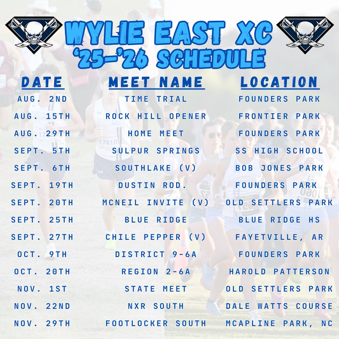 2025 DUBEAST XC SCHEDULE
#EarnEveryMile #RunninRaiders