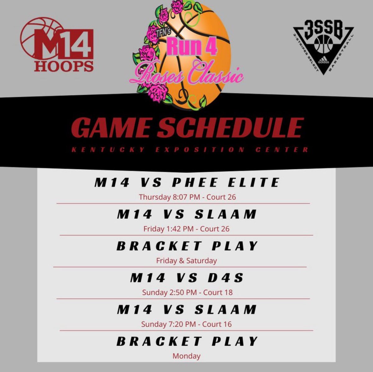 Excited to play in Louisville. Here is my schedule for run4roses! <a href="/M14Hoops_Girls/">Team M-XIV Girls</a>