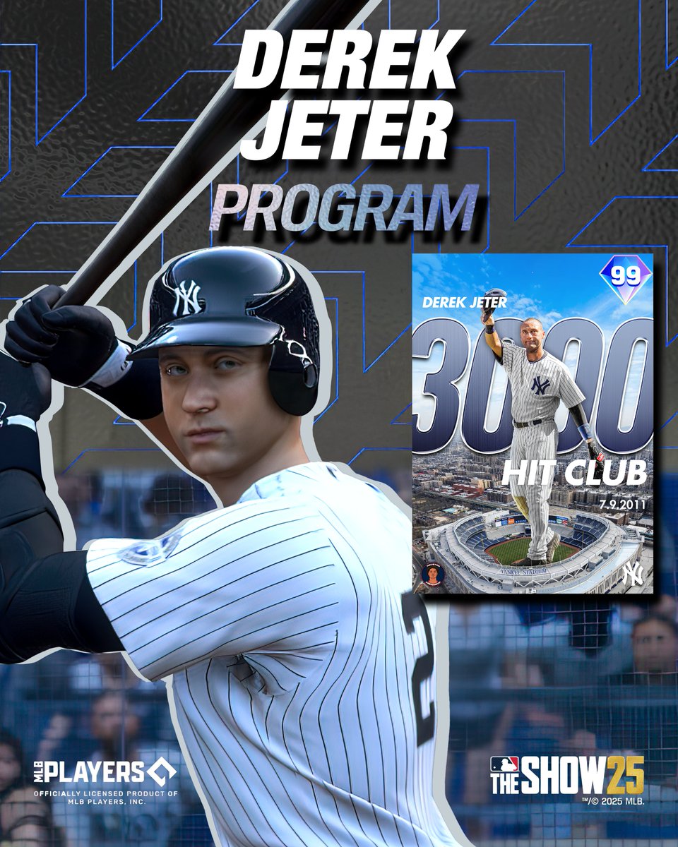 June 9th, 2011, The Captain notched 3️⃣0⃣0⃣0⃣! 🫡

14 year ago yesterday, <a href="/derekjeter/">Derek Jeter</a> became the 1st <a href="/Yankees/">New York Yankees</a> player to 3000 career hits.

Play the Derek Jeter Program to collect his milestone care! 💎🔥 (Concept)

#MLBTheShow