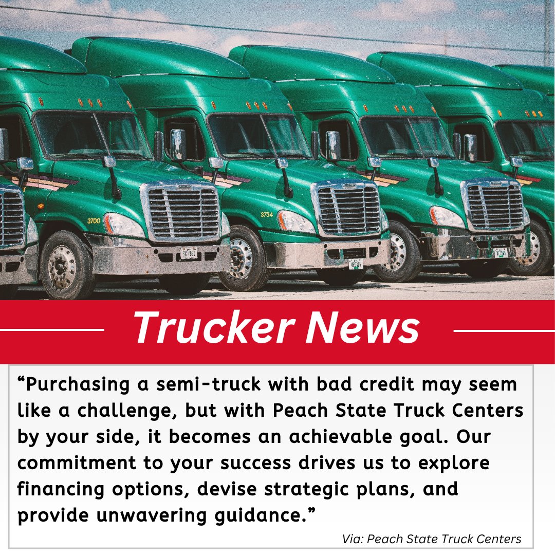 Your credit score doesn’t have to put the brakes on your trucking dreams. At Peach State, we believe your past shouldn’t limit your future. 💪 Explore real strategies to overcome credit challenges and get on the road to ownership. 🚚

📲 Learn More: bit.ly/44FoZiF