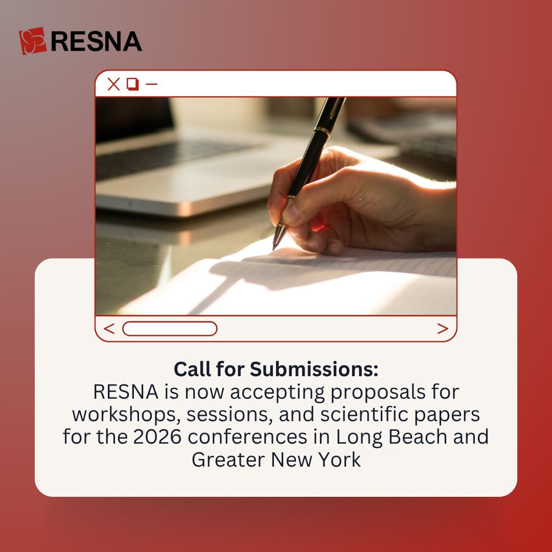 Now accepting proposals for RESNA 2026 sessions, workshops &amp; papers—submit for Long Beach, Greater New York, or both! Topics include AI in AT, AAC, smart home tech &amp; more.

Deadlines:
• Long Beach: Aug 1, 2025
• NY: Oct 3, 2025

Details: resna.org/Events/RESNA-2…