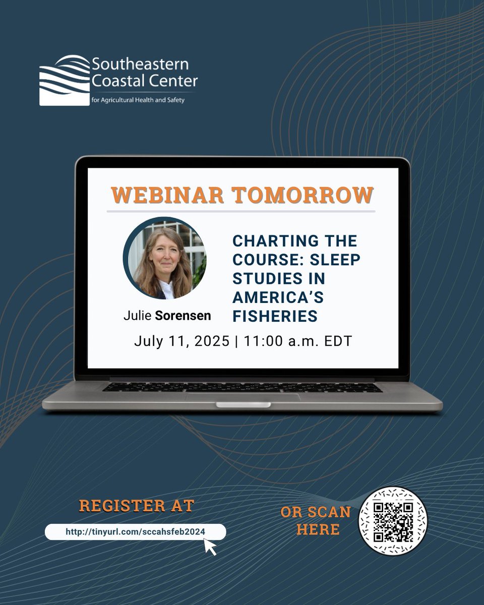 Join us Friday, July 11 at 11 a.m. ET for a powerful webinar exploring the impact of sleep deprivation in commercial fisheries. 🛏️⚓

🗓️ Don’t miss it, registration is still open at tinyurl.com/SCCAHSJuly25