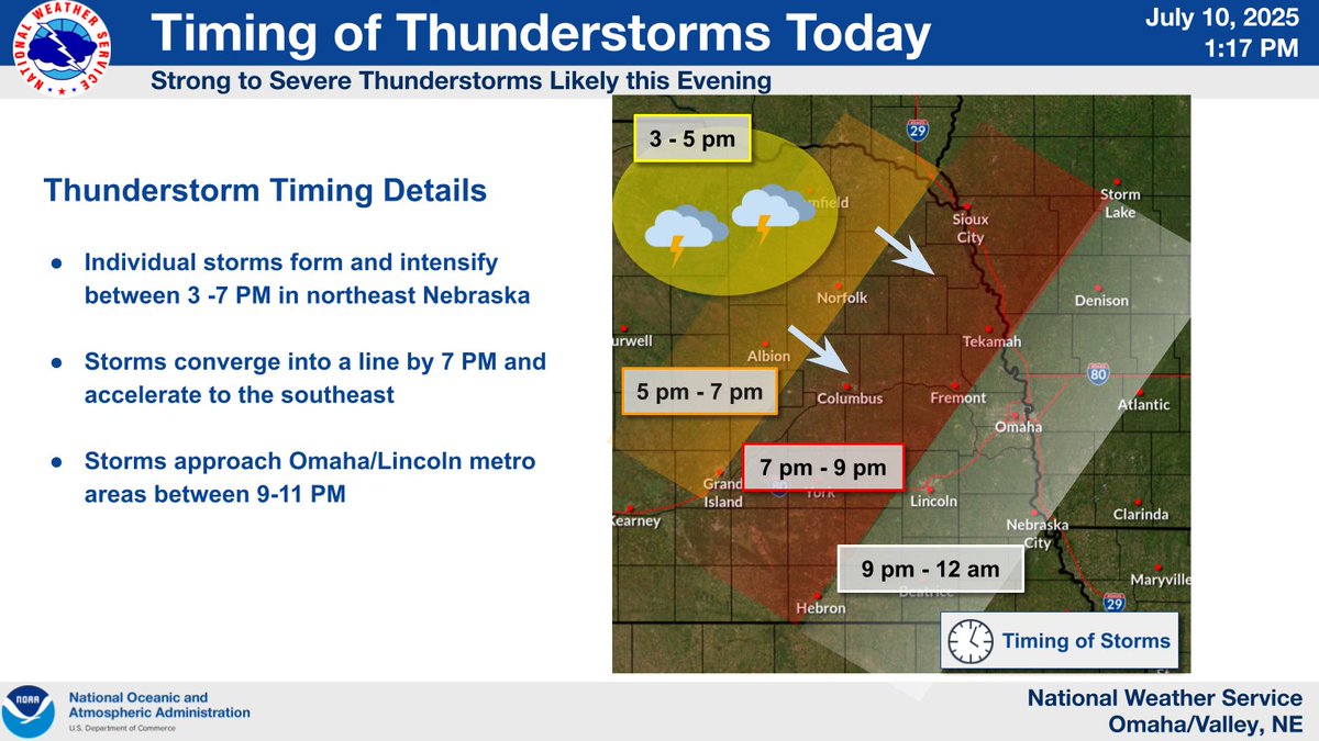 🕓Here's the approximate timing of the strong to severe thunderstorms late this afternoon / evening. Make sure you can quickly access a sturdy structure in case you find yourself in a warning today.

Note: The ongoing showers will not inhibit the activity this evening.