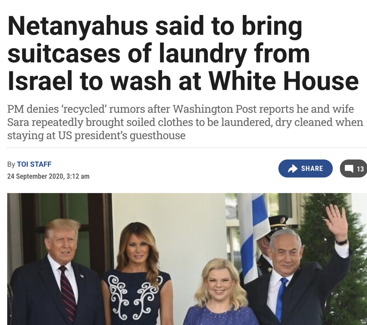 Someone should ask <a href="/PressSec/">Karoline Leavitt</a> which Trump officials have been assigned the task of washing Netanyahu's dirty laundry