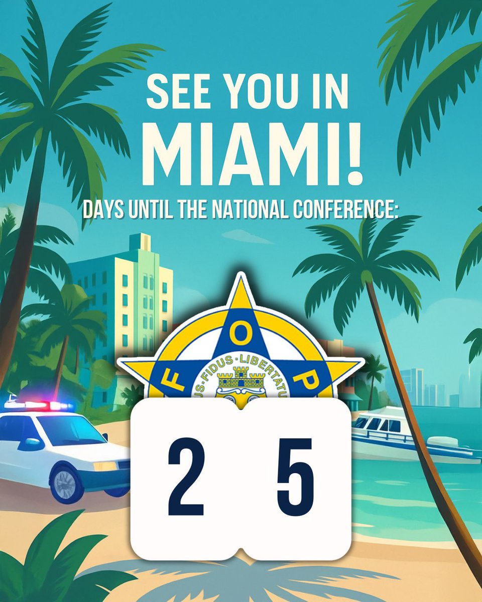 GLFOP's tweet image. 🛬 Flights booked?
Uniforms ready?
We’re officially in the final stretch.

Gear up—See you in Miami!
#FOPMiami2025 #ConferenceCountdown #ThinBlueLineNation #SeeYouInMiami