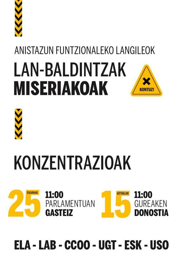 LAB Zerbitzu Publikoak (@labpublikoa) on Twitter photo 📢 #EnpleguZentroBereziakBORROKAN 
💢 Lan baldintzak miseriakoak
🚨 Kontzentrazioa
🗓️ Uztailak 15
⏰ 11:00
📍 Gureak - Donostia 📢 #EnpleguZentroBereziakBORROKAN 
💢 Lan baldintzak miseriakoak
🚨 Kontzentrazioa
🗓️ Uztailak 15
⏰ 11:00
📍 Gureak - Donostia