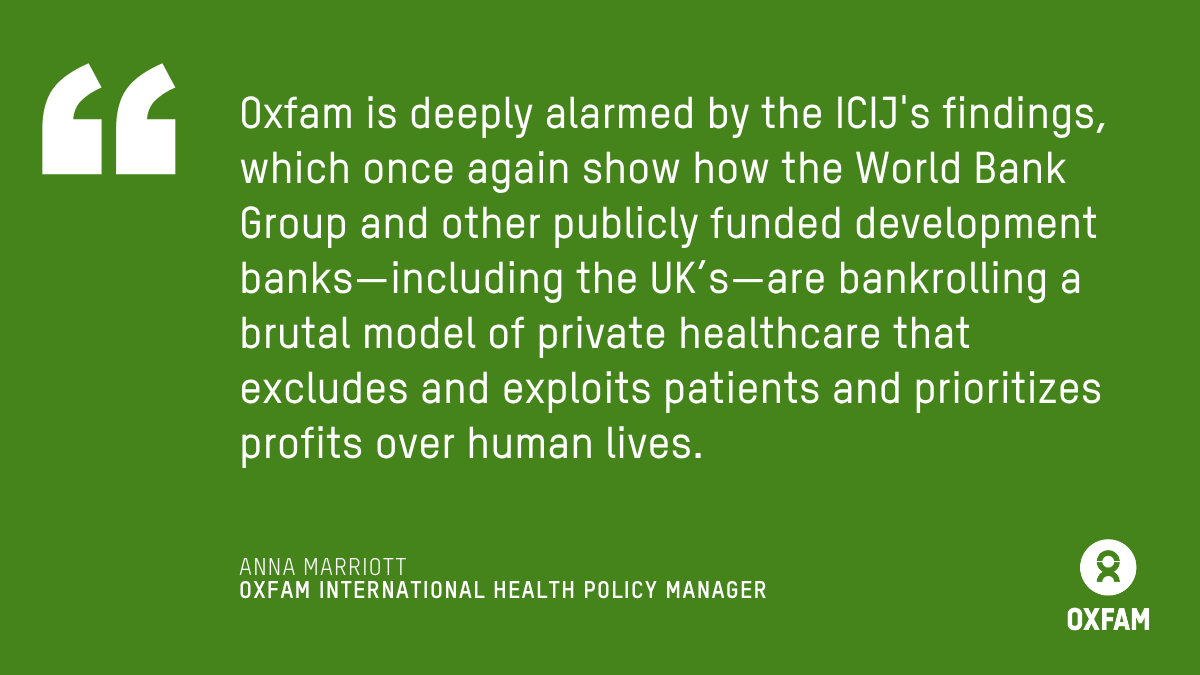 newsfromoxfam's tweet image. REACTION: Oxfam urges the @WorldBank and governments like the UK to immediately halt harmful healthcare privatization in Africa.
👉🏾Read our full reaction: oxf.am/WBFailHealthAf…
@ICIJorg